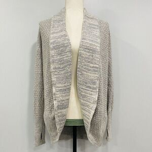 DAKINI S Womens Open Front Cable Knit Chunky Cardigan Grey Wool Heavy Athleisure
